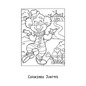 Desenho para colorir de um palhaco no circo