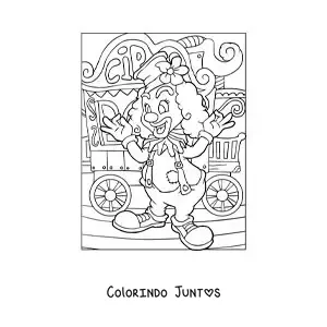 Desenho para colorir de um palhaco em uma feira
