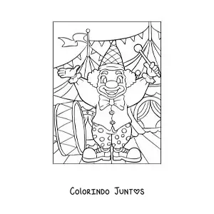 Desenho para colorir de um palhaco tocando o bumbo no circo