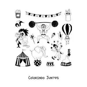 Desenho para colorir de personagens de circo animados