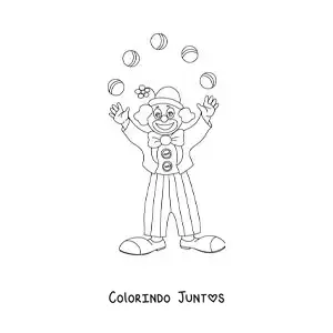 Desenho para colorir de um palhaco de carnaval fazendo malabarismos