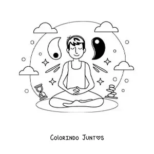 Desenho para colorir de um homem meditando