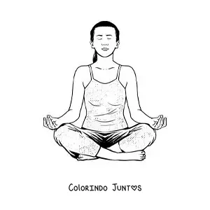 Desenho para colorir de uma mulher sentada meditando