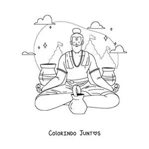 Desenho para colorir de um guru meditando