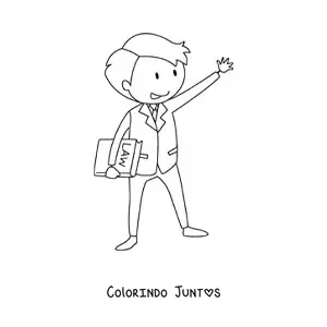 Desenho para colorir de um advogado animado segurando as leis