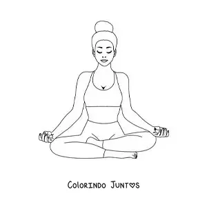 Desenho para colorir de uma mulher meditando em uma postura de ioga