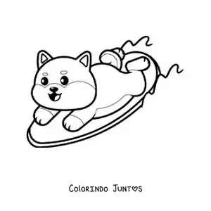 Desenho para colorir de um cachorro surfista animado