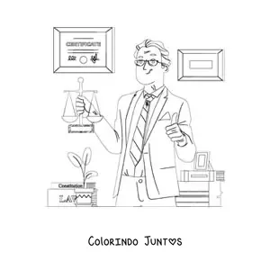 Desenho para colorir de um advogado segurando uma balança
