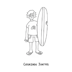 Desenho para colorir de um menino surfista
