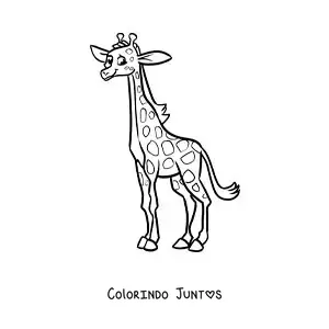 Desenho para colorir de uma girafa de zoologico animada