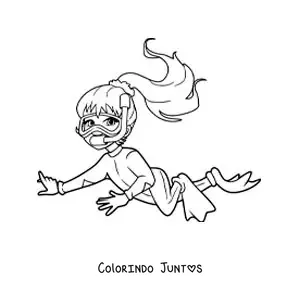 Desenho para colorir de uma menina mergulhando