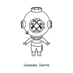 Desenho para colorir de um mergulhador com capacete