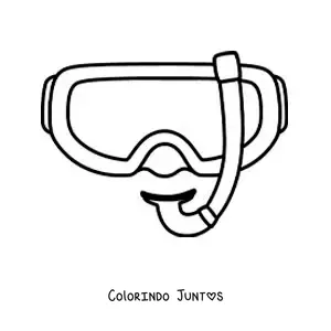 Desenho para colorir de óculos de mergulho com tubo de snorkel