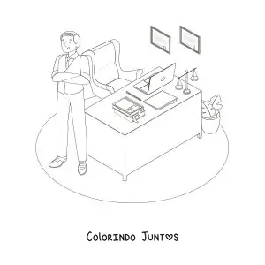 Desenho para colorir de um advogado em seu escritório