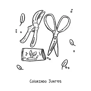 Desenho para colorir de ferramentas de jardinagem