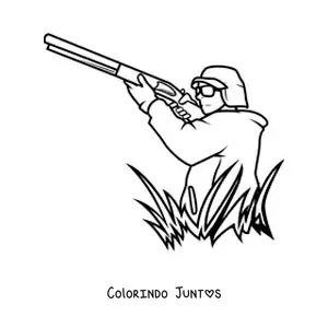 Desenho para colorir de um caçador mirando com sua arma