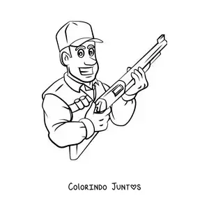 Desenho para colorir de um caçador animado