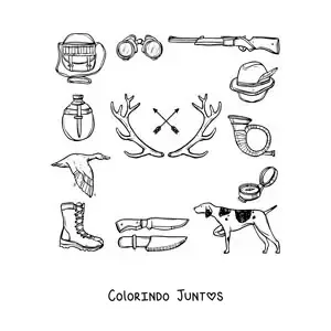 Desenho para colorir de símbolos da caça