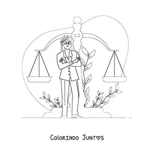 Desenho para colorir de uma mulher advogada