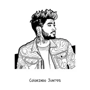 Desenho para colorir de um retrato de Zayn Malik em estilo realista