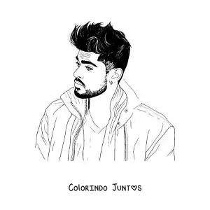 Desenho para colorir de um retrato do cantor Zayn Malik