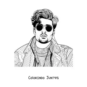 Desenho para colorir de Sebastián Yatra com óculos de sol