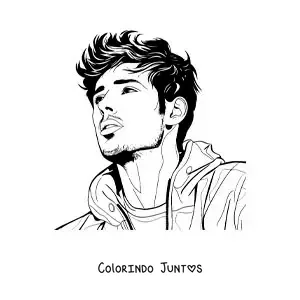 Desenho para colorir de um retrato de Sebastián Yatra