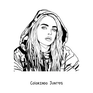 Desenho para colorir de um retrato de Billie Eilish em estilo realista