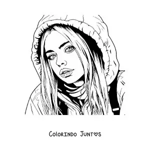 Desenho para colorir da cantora Billie Eilish em estilo realista