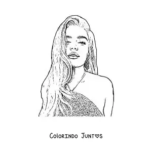 Desenho para colorir de um retrato de Karol G em estilo realista a lápis