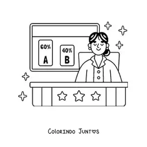 Desenho para colorir de uma jornalista no canal de notícias da televisão