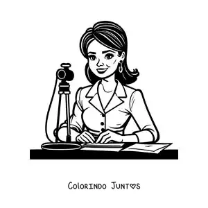 Desenho para colorir de uma jornalista na televisão