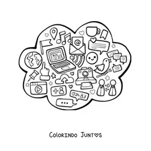 Desenho para colorir das redes sociais como meio de comunicação