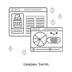 Desenho para colorir de vídeos e artigos de notícias nas redes sociais
