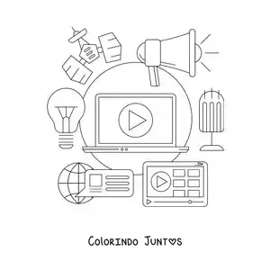 Desenho para colorir das redes sociais e das tecnologias da informação e comunicação