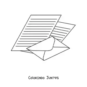 Desenho para colorir de uma carta impressa com seu envelope