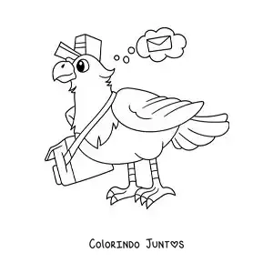 Desenho para colorir de um pombo-correio animado