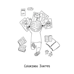 Desenho para colorir de uma menininha vista de cima colorindo no chão