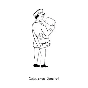 Desenho para colorir de um carteiro animado