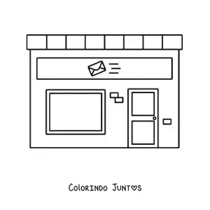 Desenho para colorir de uma agência dos correios