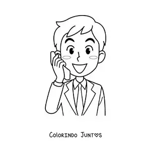 Desenho para colorir de um homem de terno falando ao telefone