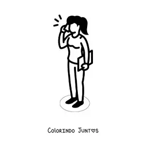 Desenho para colorir de uma mulher falando ao telefone