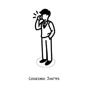 Desenho para colorir de um homem falando ao telefone