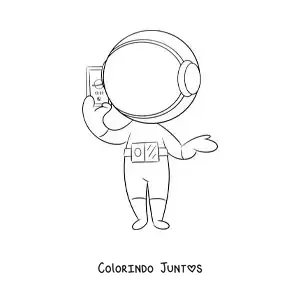 Desenho para colorir de um astronauta falando ao telefone
