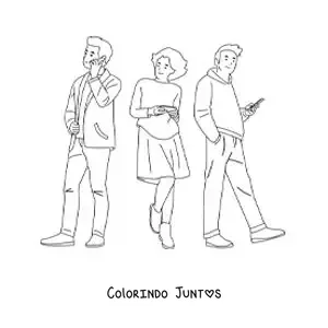 Desenho para colorir de crianças usando o telefone para se comunicar
