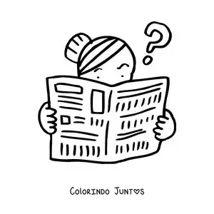 Desenho para colorir de uma mulher confusa lendo o jornal