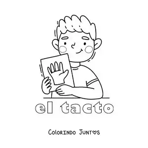 Desenho para colorir de um menino mostrando o nariz