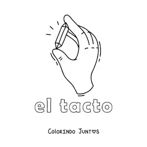 Desenho para colorir de uma mão tocando um vidro