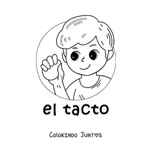 Desenho para colorir de um menino tocando uma bola com a mão