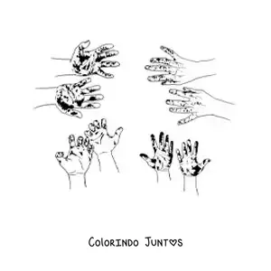 Desenho para colorir das palmas das mãos sujas